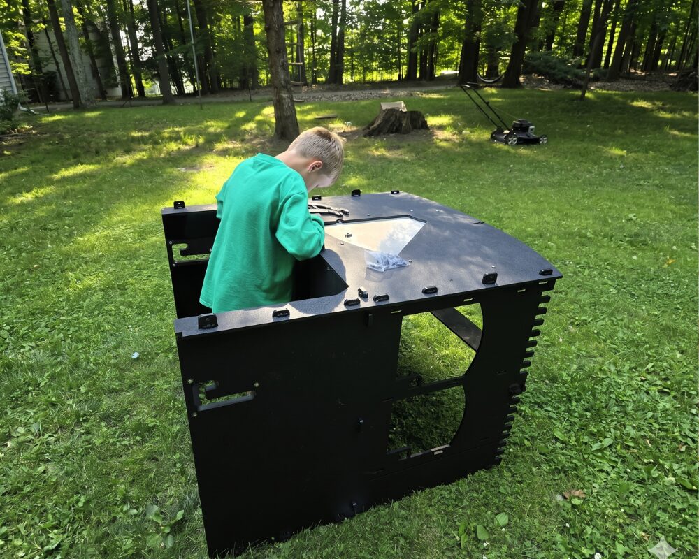 Gemini_edited_Image_Chicken-coup-building-MI IMPACT-Michigan-homeschool-alternative-school-program Young people building a chicken coop in the MI-IMPACT Cluck Cluck Coop program