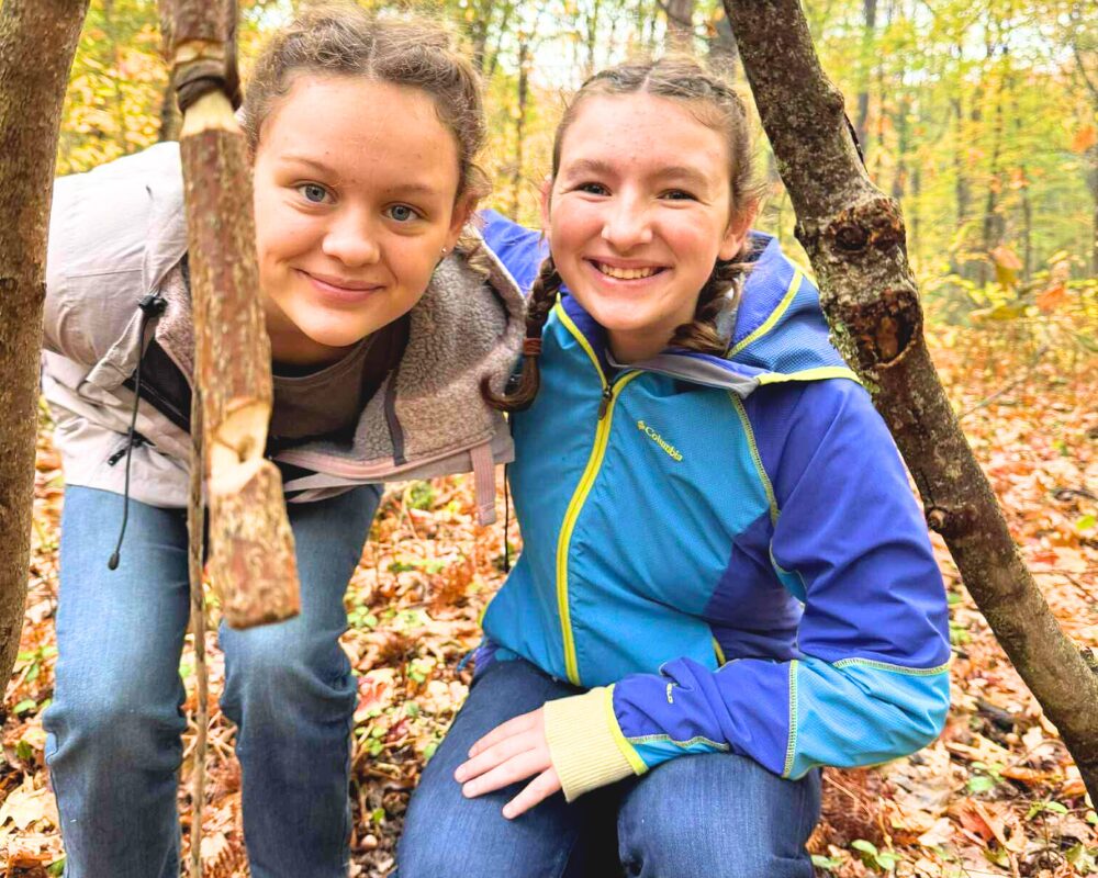 Out in nature survival online school alternative wilderness gallery Young people practising wilderness survival skills with MI-IMPACT